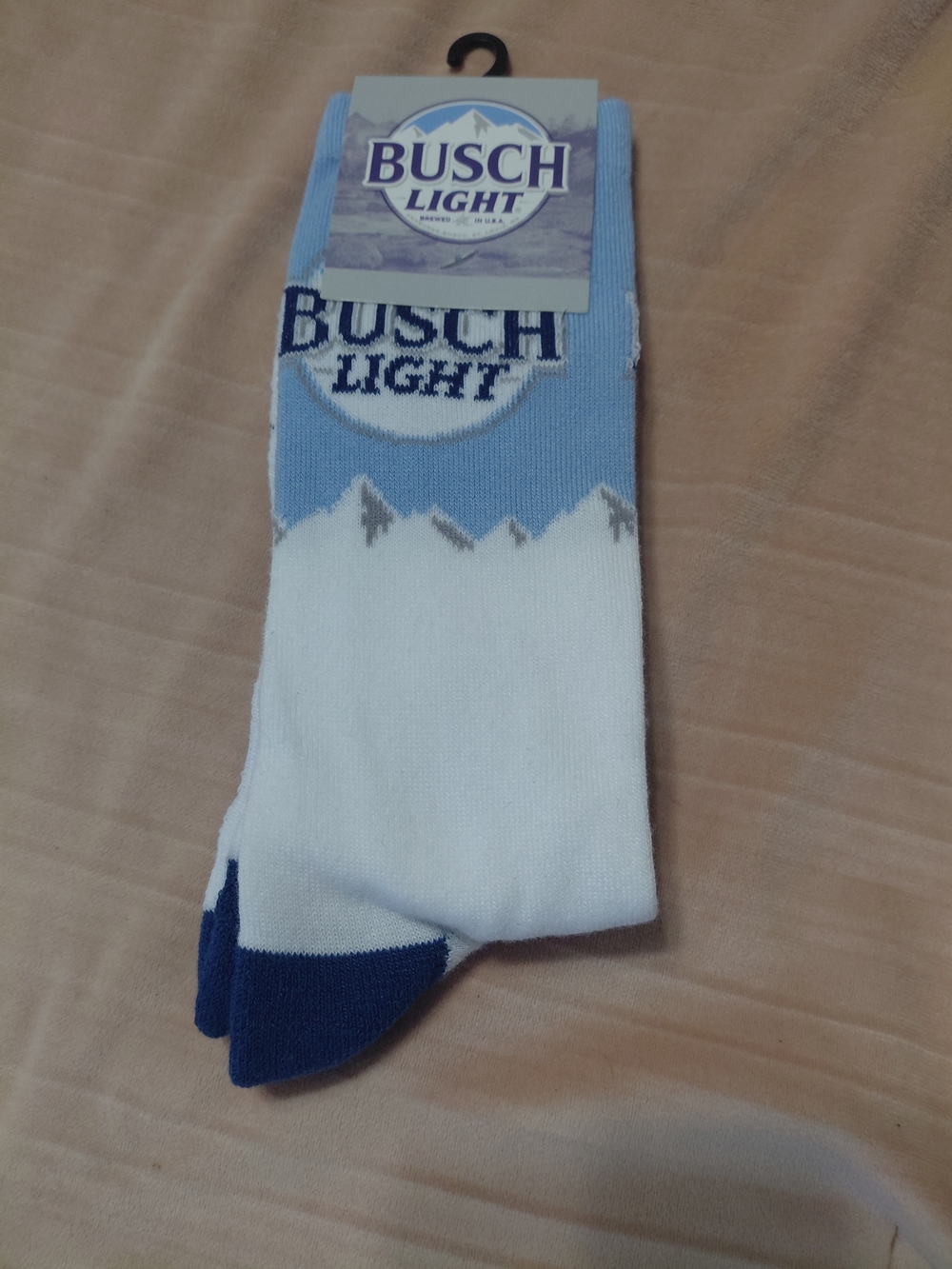 Men's Crew Socks - White & Light Blue